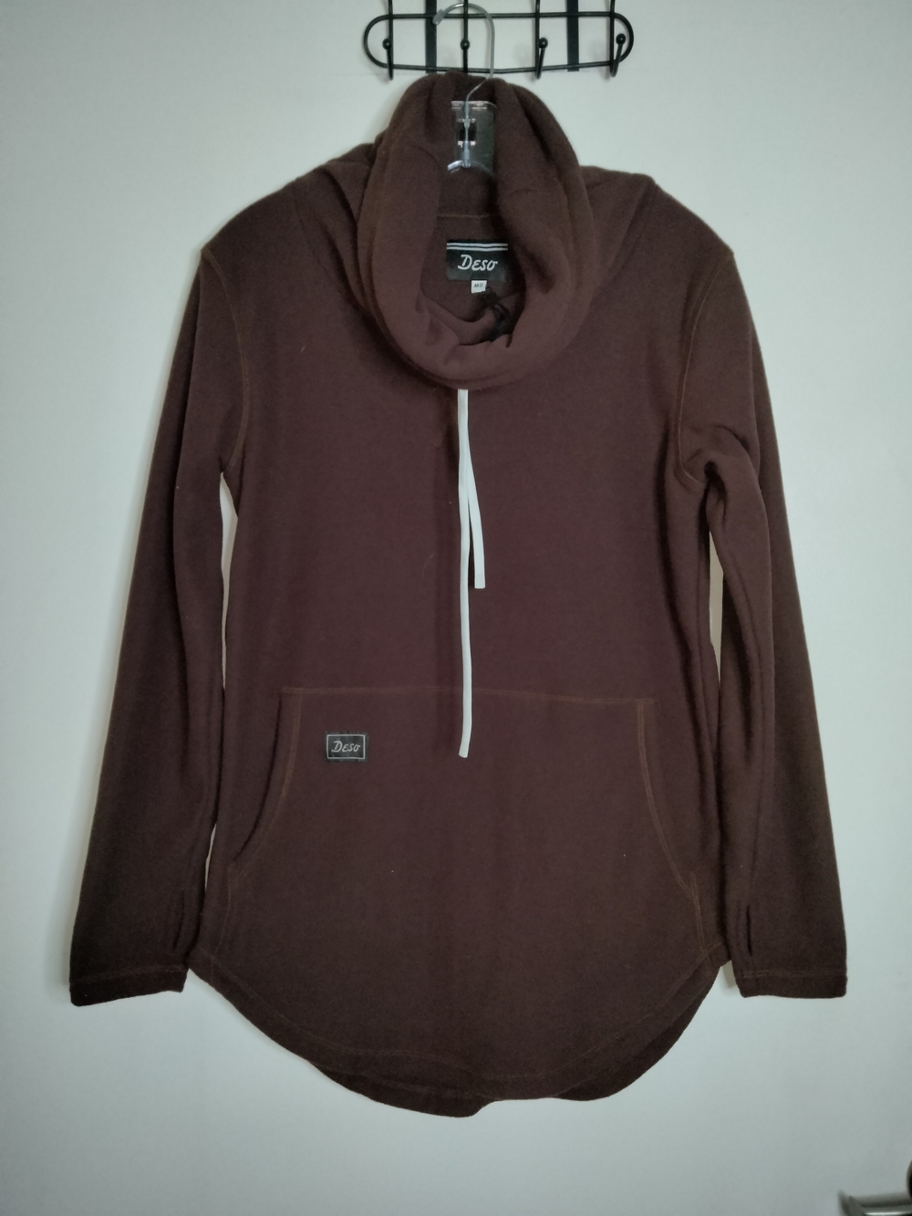 Deso (Size M) Gooseberry Drawstring Cowl Neck LS Fleece Tallac Pullover Sweater